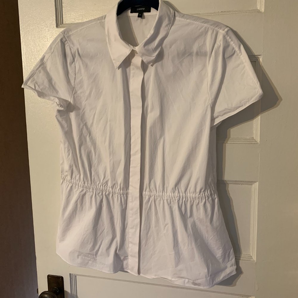 Theory White Peplum Blouse